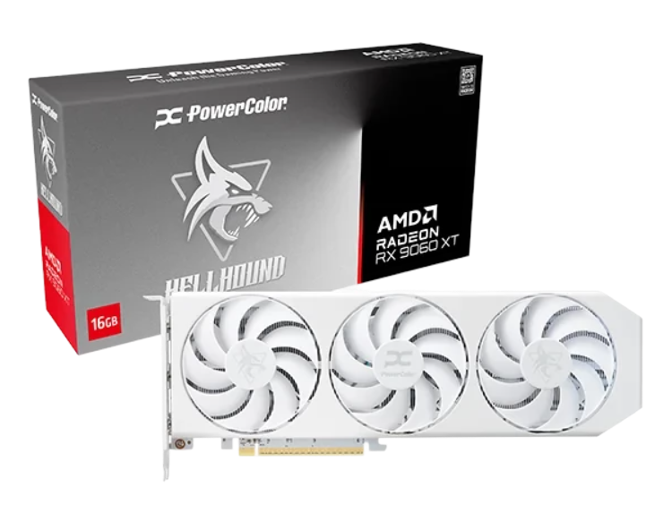 Slika proizvoda POWERCOLOR RX9060XT 16G-L/OC/WHITE Radeon RX 9060 XT 16GB GDDR6 Hellhound Spectral White